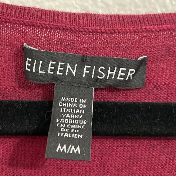 EILEEN FISHER 100% Merino Wool Burgundy Sleeveless Shell Top Size M - Picture 3 of 5